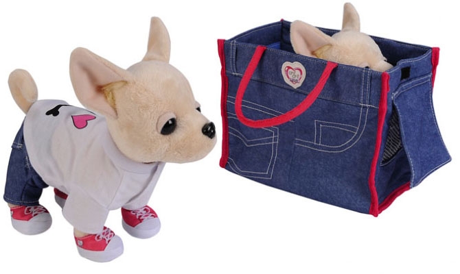 Собачка Чихуахуа в джинсовой сумочке